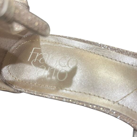Franco Sarto Rania 2 Glitter Gold Ankle Strap Square Toe Heeled Sandals - Picture 4 of 10